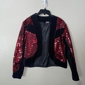 Black and red sequin jacket